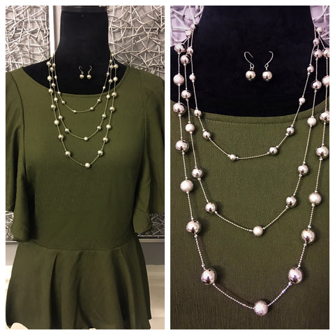 3 Layer Raindrop Earring & Necklace Set